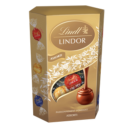 Boule chocolat assorti fourré fondant Lindor LINDT, cornet de 200g