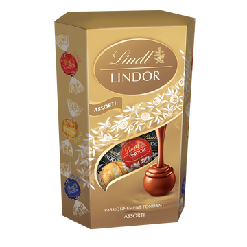 Boule chocolat assorti fourré fondant Lindor LINDT, cornet de 200g