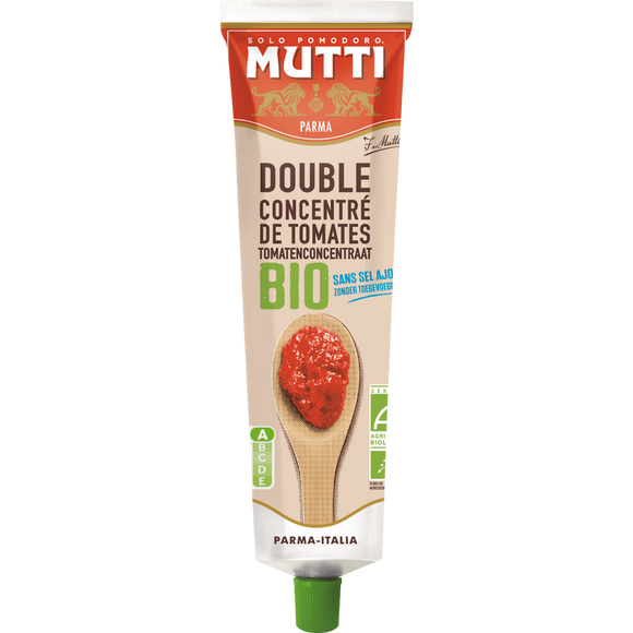 Double concentré de tomates bio sans sel ajouté MUTTI, tube de 185g