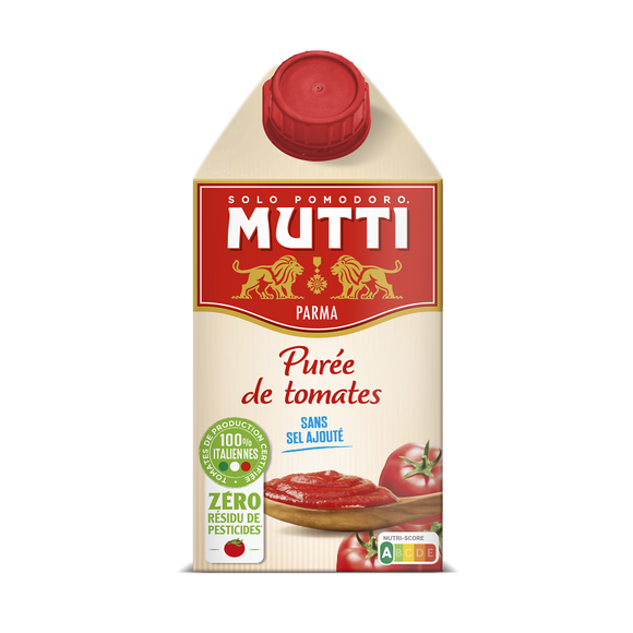Purée de tomates nature zéro résidu de pesticides MUTTI brique 500g