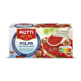Polpa tomates concassées fines MUTTI, 3 boîtes de 400g