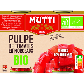 Pulpe de tomate en morceaux bio MUTTI, boîte 2x400g