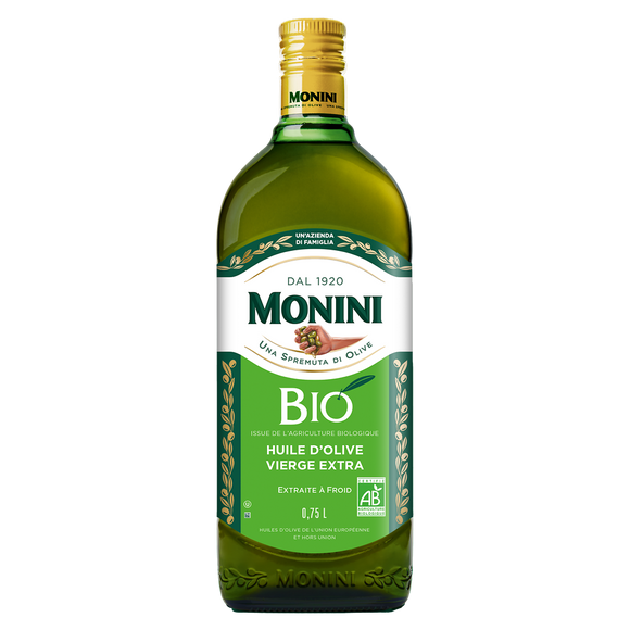 Huile d'olive vierge extra bio MONINI, Bouteille 75cL