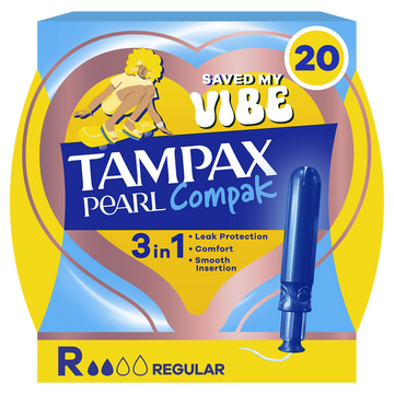 Tampons Avec Applicateur TAMPAX Pearl Compak Régulier x20
