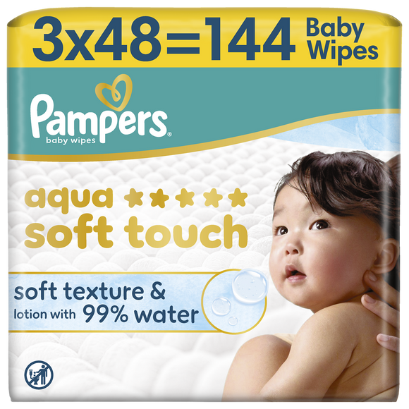 Lingettes PAMPERS Aqua Soft Touch 3x48