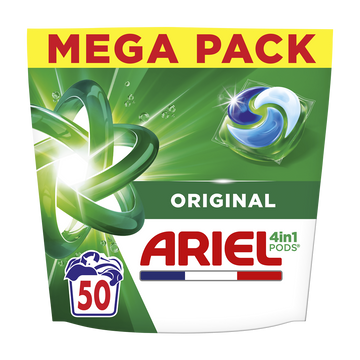 Lessive en capsules ARIEL 4en1 PODS original x50 lavages