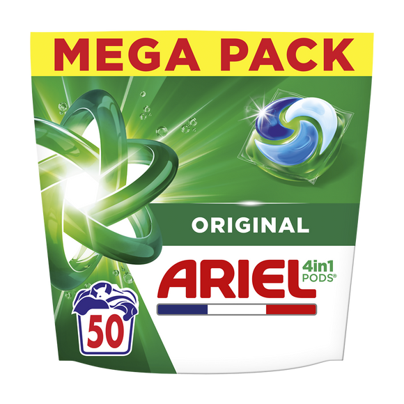 Lessive en capsules ARIEL 4en1 PODS original x50 lavages