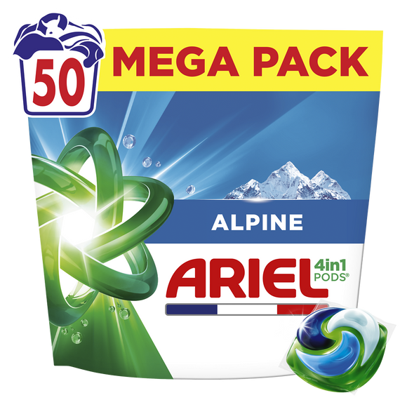 Lessive en capsules ARIEL 4en1 PODS alpine x50 lavages