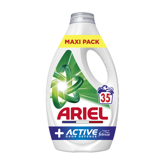 Lessive liquide ARIEL + Active défense contre les odeurs 35 lavages 1,575L