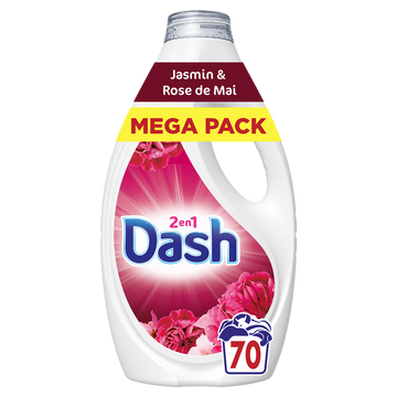 Lessive liquide DASH 2en1 jasmin & rose de mai 70 lavages 3.15L