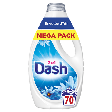 Lessive liquide DASH 2en1 envolée d'air frais 70 lavages 3.15L