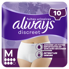 Culottes ALWAYS Discreet pour fuites urinaires taille M x10