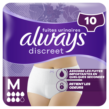 Culottes ALWAYS Discreet pour fuites urinaires taille M x10