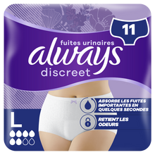 Culottes ALWAYS Discreet pour fuites urinaires taille L x11