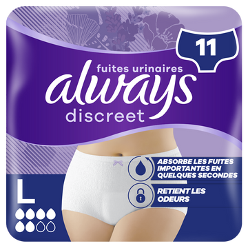 Culottes ALWAYS Discreet pour fuites urinaires taille L x11