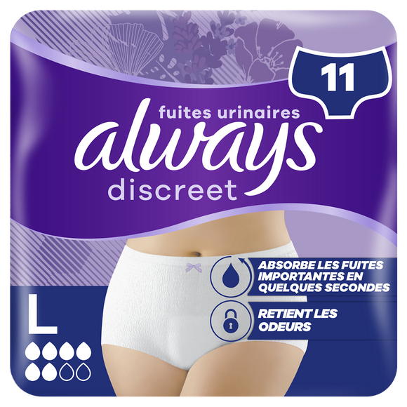 Culottes ALWAYS Discreet pour fuites urinaires taille L x11