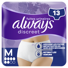 Culottes ALWAYS Discreet pour fuites urinaires taille M x13