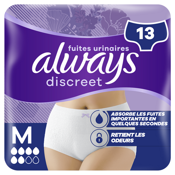 Culottes ALWAYS Discreet pour fuites urinaires taille M x13