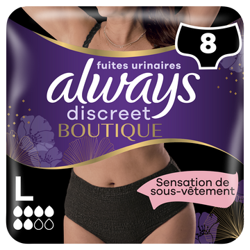 Culotte incontinence ALWAYS discreet noir plus L x8