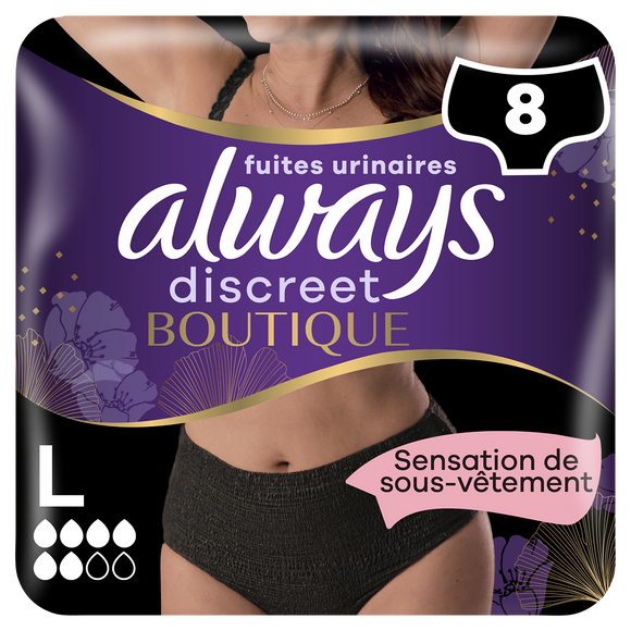 Culotte incontinence ALWAYS discreet noir plus L x8