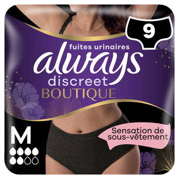 Culottes ALWAYS Discreet boutique fuite urinaire noire plus M x9