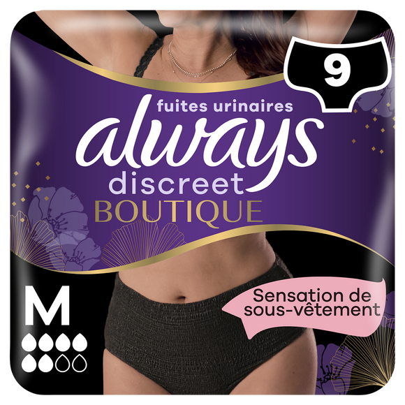 Culottes ALWAYS Discreet boutique fuite urinaire noire plus M x9