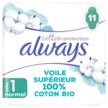 Serviettes protection hygiéniques ailettes normal+ ALWAYS COTTON x11