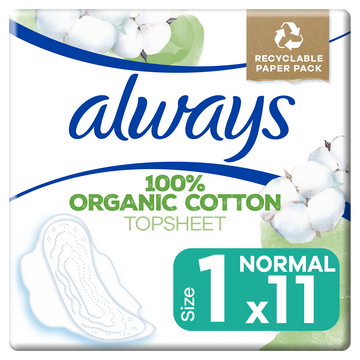Serviettes protection hygiéniques ailettes normal+ ALWAYS COTTON x11