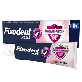 Crème adhésive fixatif plus pour prothèses dentaires FIXODENT plus 40gla meilleure technologie anti-particules