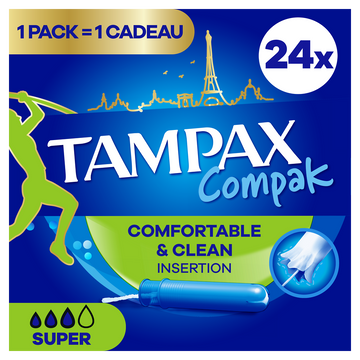 Tampons super avec applicateur TAMPAX COMPAK x24