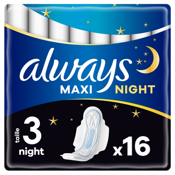 Serviettes ailettes ALWAYS maxi night T3 X16