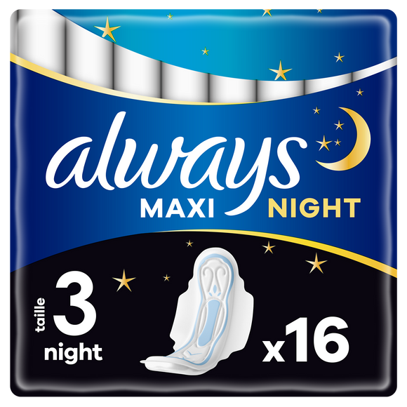 Serviettes ailettes ALWAYS maxi night T3 X16