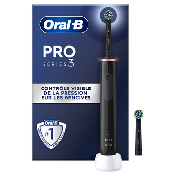 Brosse à dents électrique pro 3 cross action noire + 1 brossette ORALB