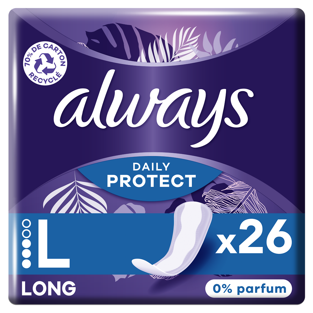 Protège-slip long dailies extra protect 0% parfum ALWAYS x26