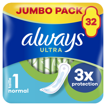 Serviettes jour normal taille 1 ALWAYS ULTRA TAMPAX x32
