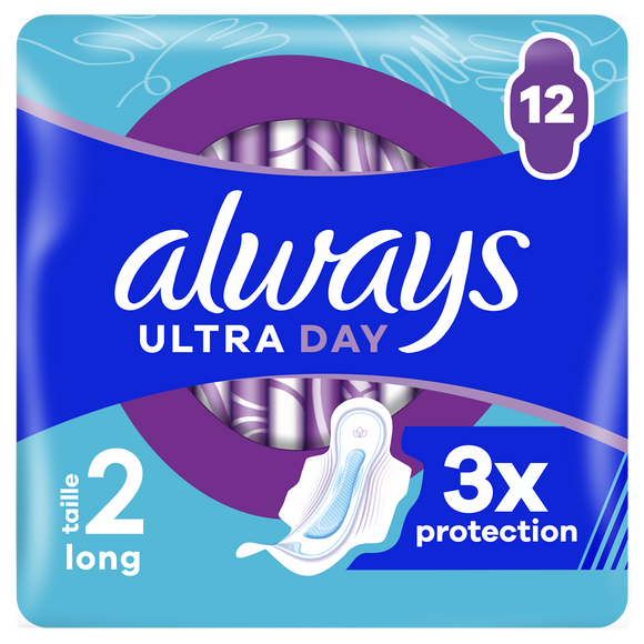 Serviettes ailettes long ultra jour ALWAYS taille 2 x12