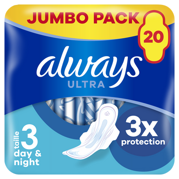 Serviettes day & night taille 3 ailettes ALWAYS ULTRA TAMPAX x20