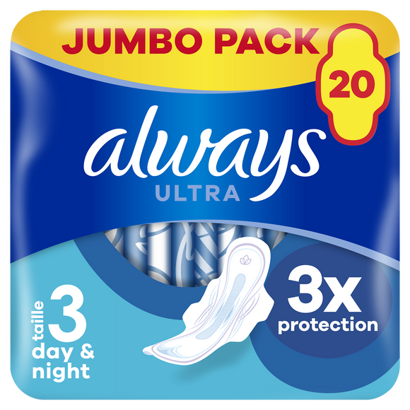 Serviettes day & night taille 3 ailettes ALWAYS ULTRA TAMPAX x20