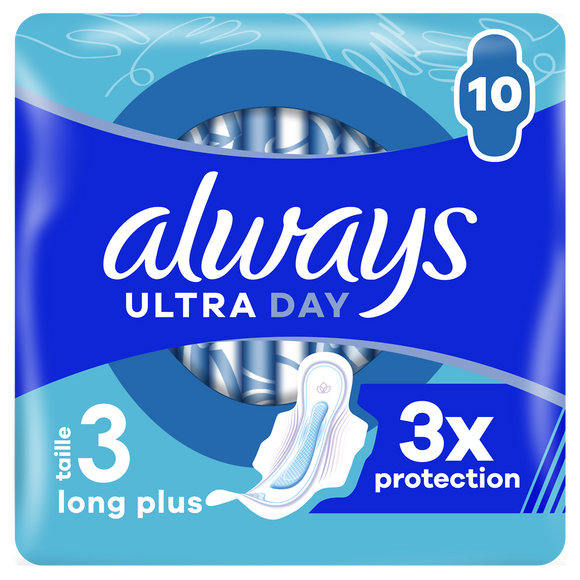 Serviettes hygiéniques ultra jour & nuit taille 3 avec ailettes ALWAYSx10
