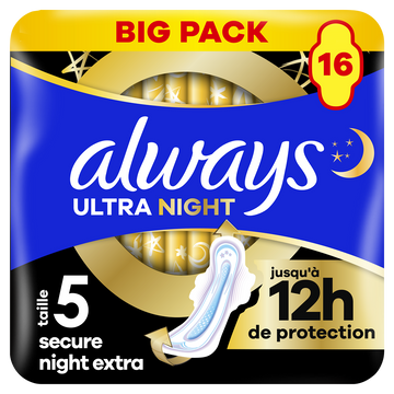Serviettes Secure Night Extra (t.5) ALWAYS Ultra Ailettesx16