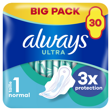 Serviettes ultra normal plus ALWAYS taille 1 ailettes x30