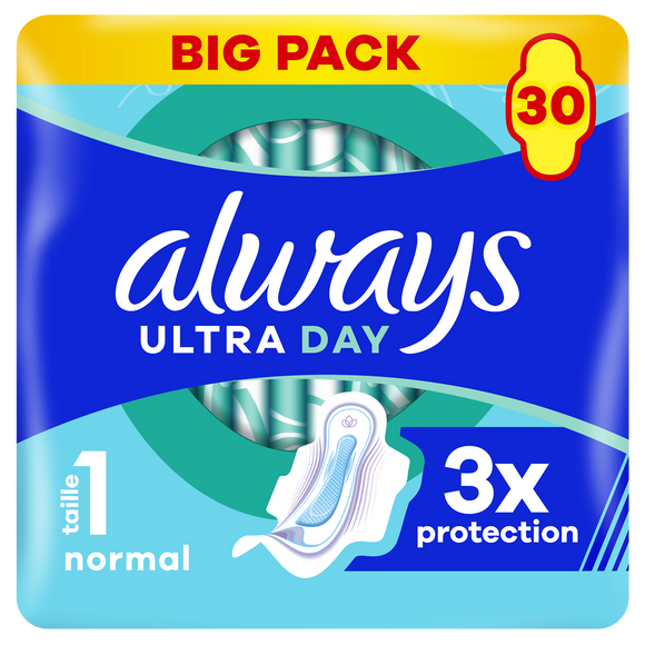 Serviettes ultra normal plus ALWAYS taille 1 ailettes x30