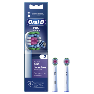 Brossettes pro 3D white pour brosses à dents ORAL-B 2unités