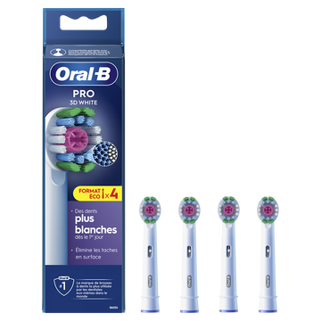 Brossettes pro 3d white pour brosse à dents ORAL-B x4recharges