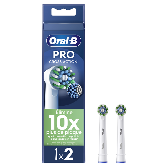 Brossettes cross action pour brosses à dents ORAL-B 2Unités
