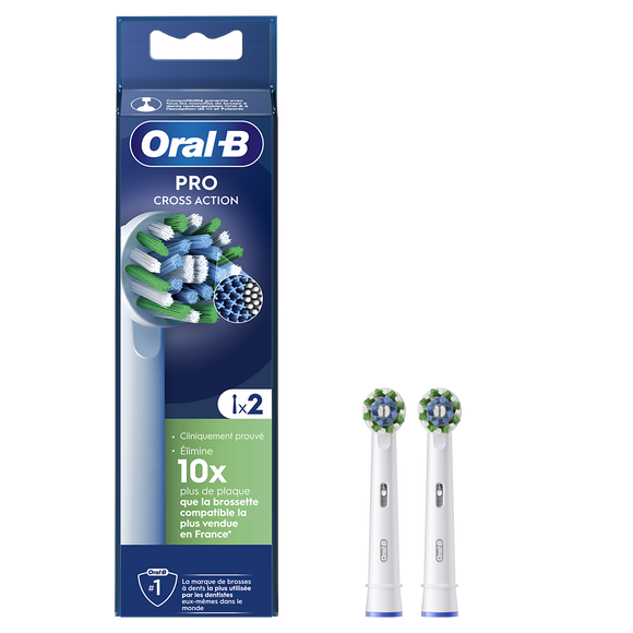 Brossettes cross action pour brosses à dents ORAL-B 2Unités