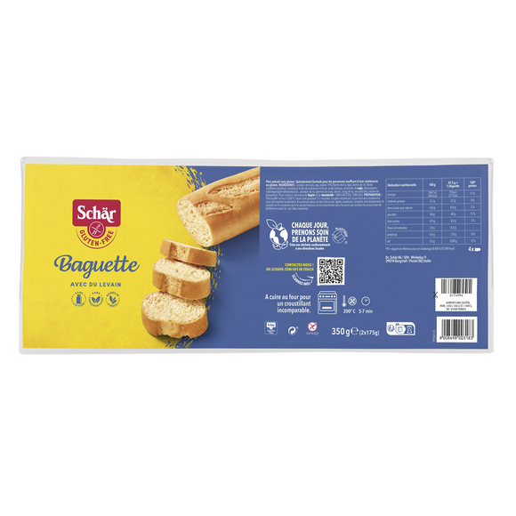 Baguette sans gluten et sans lactose SCHÄR, 2 unités, 350g