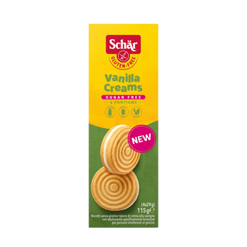 Biscuits sans gluten fourrés à la crème de vanille SCHAR, 115G