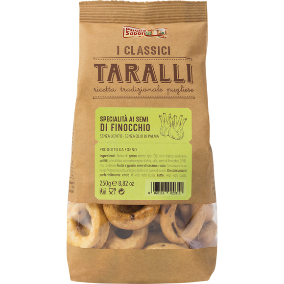 Taralli au fenouil puglia SAPORI, sachet de 250g