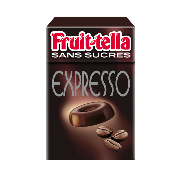 Bonbons sans sucre goût expresso FRUIT-TELLA, boîte de 49g